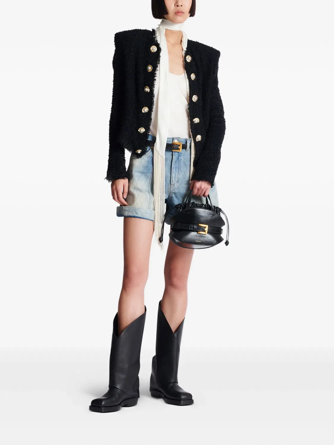 Жакет из твида Balmain, черный — фото 4