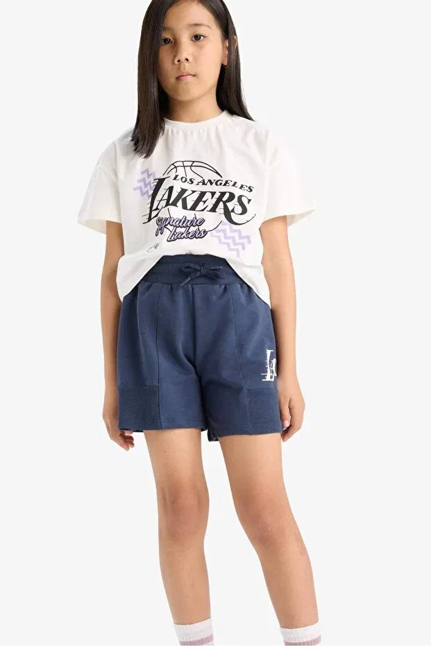 Детские шорты для девочек хлопковые NBA Los Angeles Lakers Defacto, Navy Blue Nv94 — фото 3