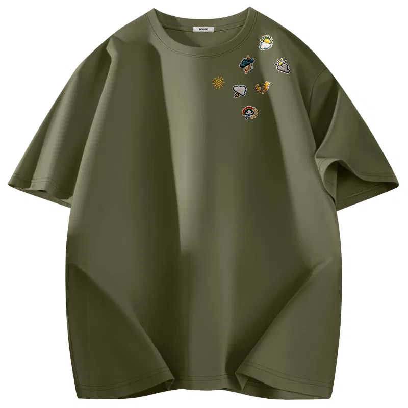 Детская футболка с круглым вырезом MINISO, Ice Silk Cooling Olive Green (Ma Weather Mood Front Neck)