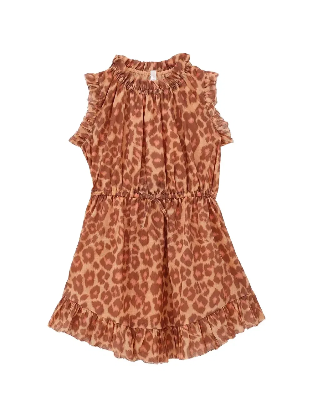 Платье Patience с оборками и анималистичным принтом Zimmermann Kids, бежевый
