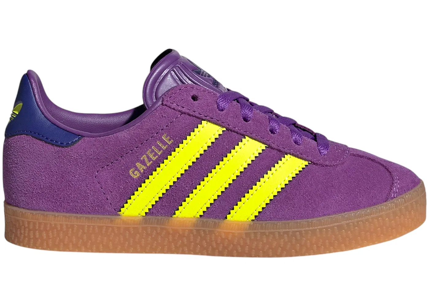 Детские кроссовки с замшевым верхом Adidas Gazelle, Active Purple Solar Yellow Collegiate Purple