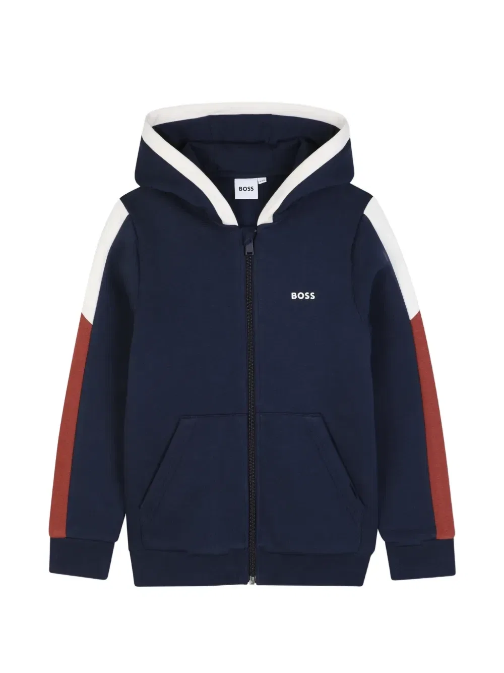 Худи в стиле колор-блок на молнии Boss Kidswear, синий