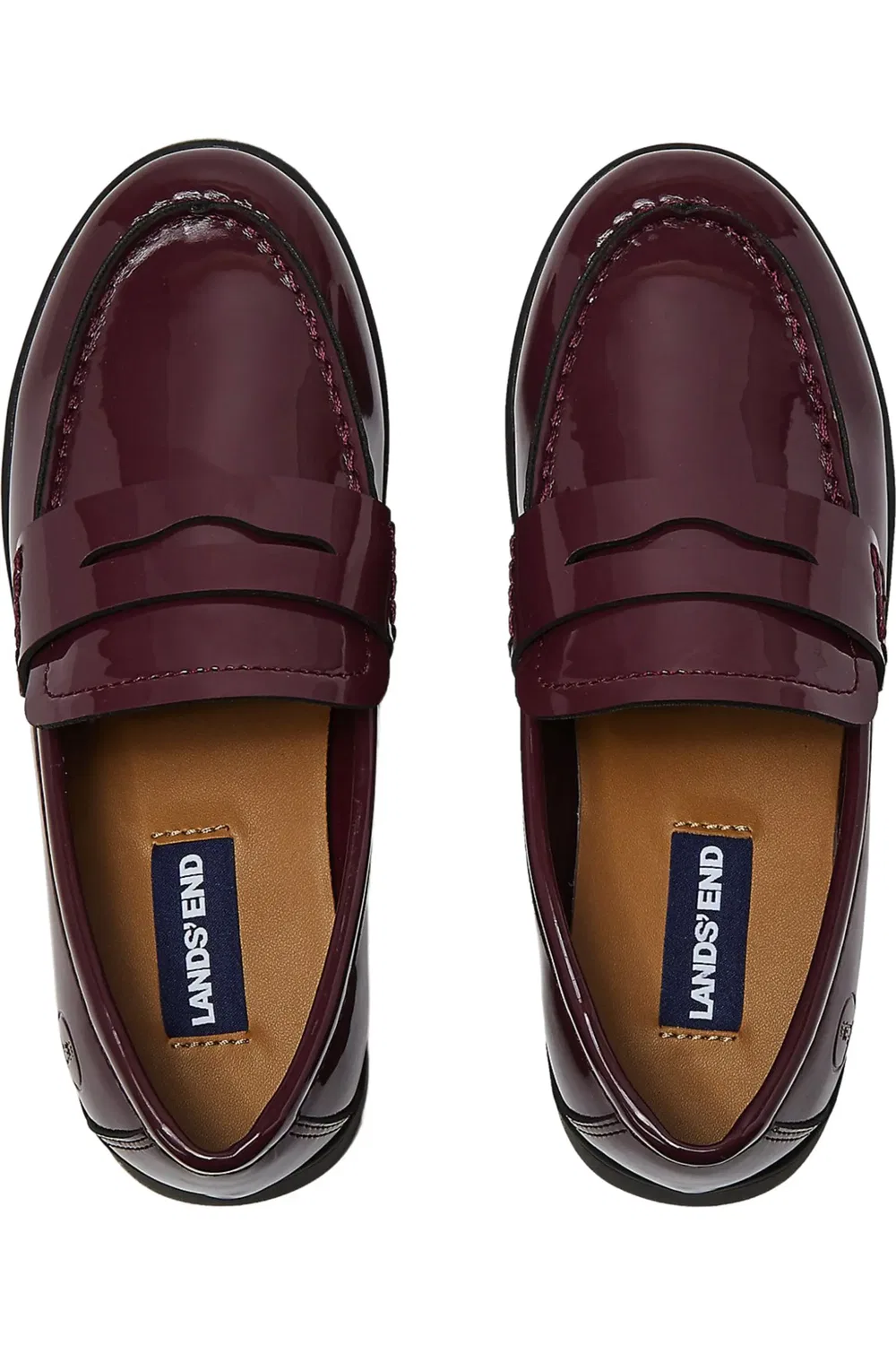 Детские туфли лоферы повседневные Lands' End, Royal Burgundy Patent — фото 2