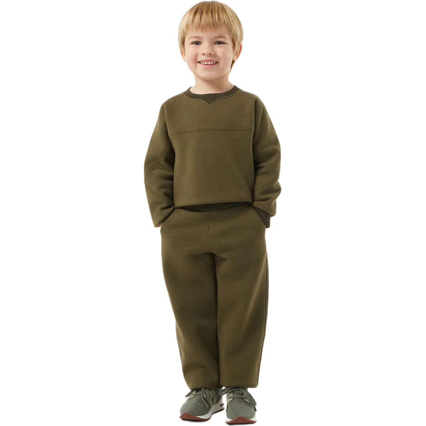 Детский свитшот с круглым вырезом Moderate, Loro Piana, Forest Green — фото 3