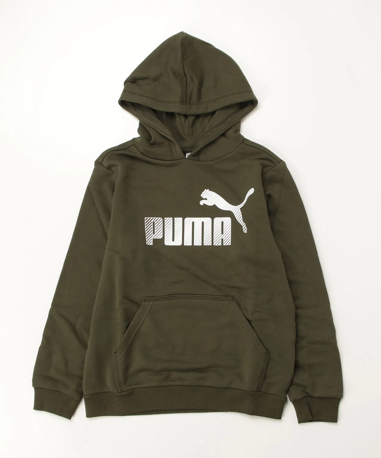 Детский худи с длинным рукавоми принтом PUMA, Оливковый