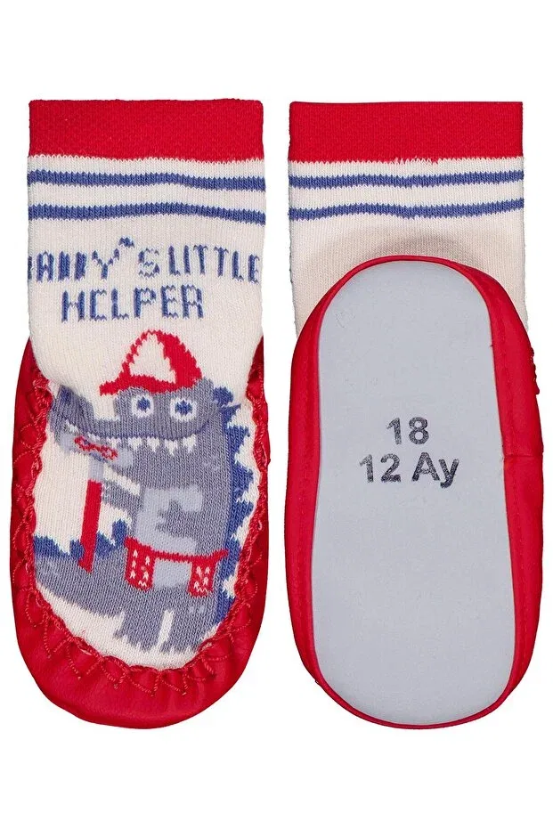 Детские носки для мальчиков с принтом Dinosaur baby boys towel socks Civil Baby, Red — фото 2