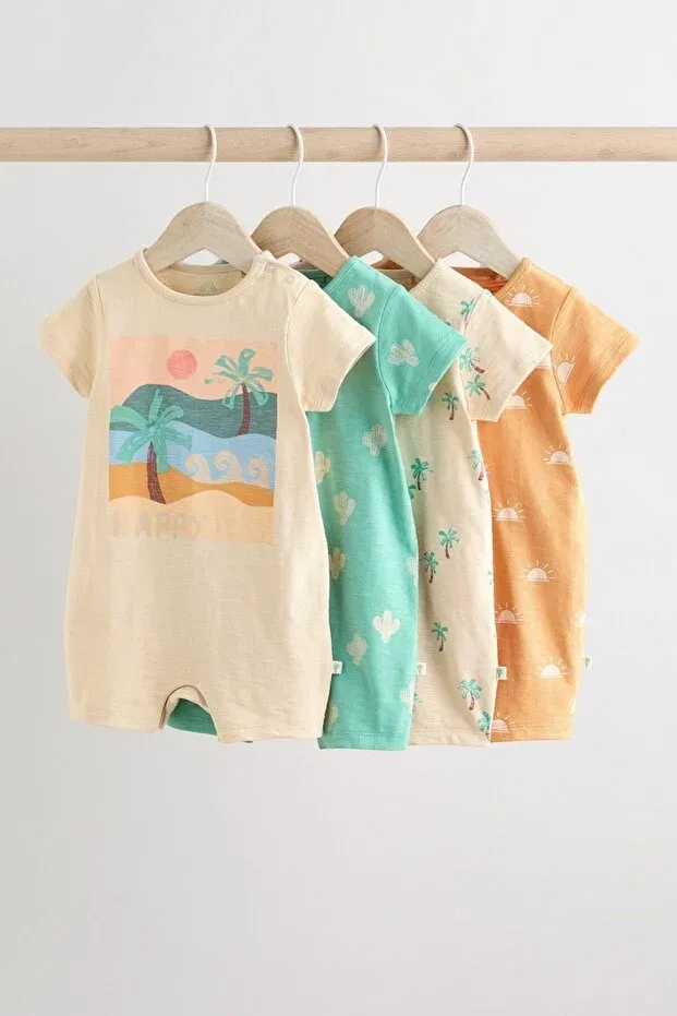 Детское боди-комбинезон с принтом 4-предметный набор Next Baby, Multicolor