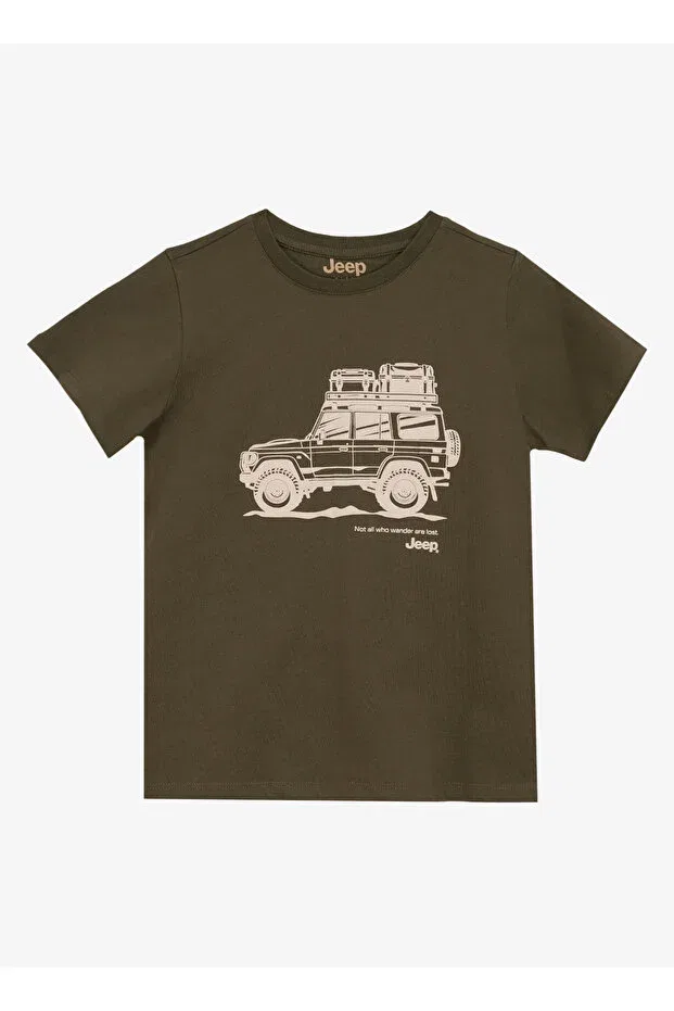 Детская футболка для мальчиков с принтом Jeep, Khaki