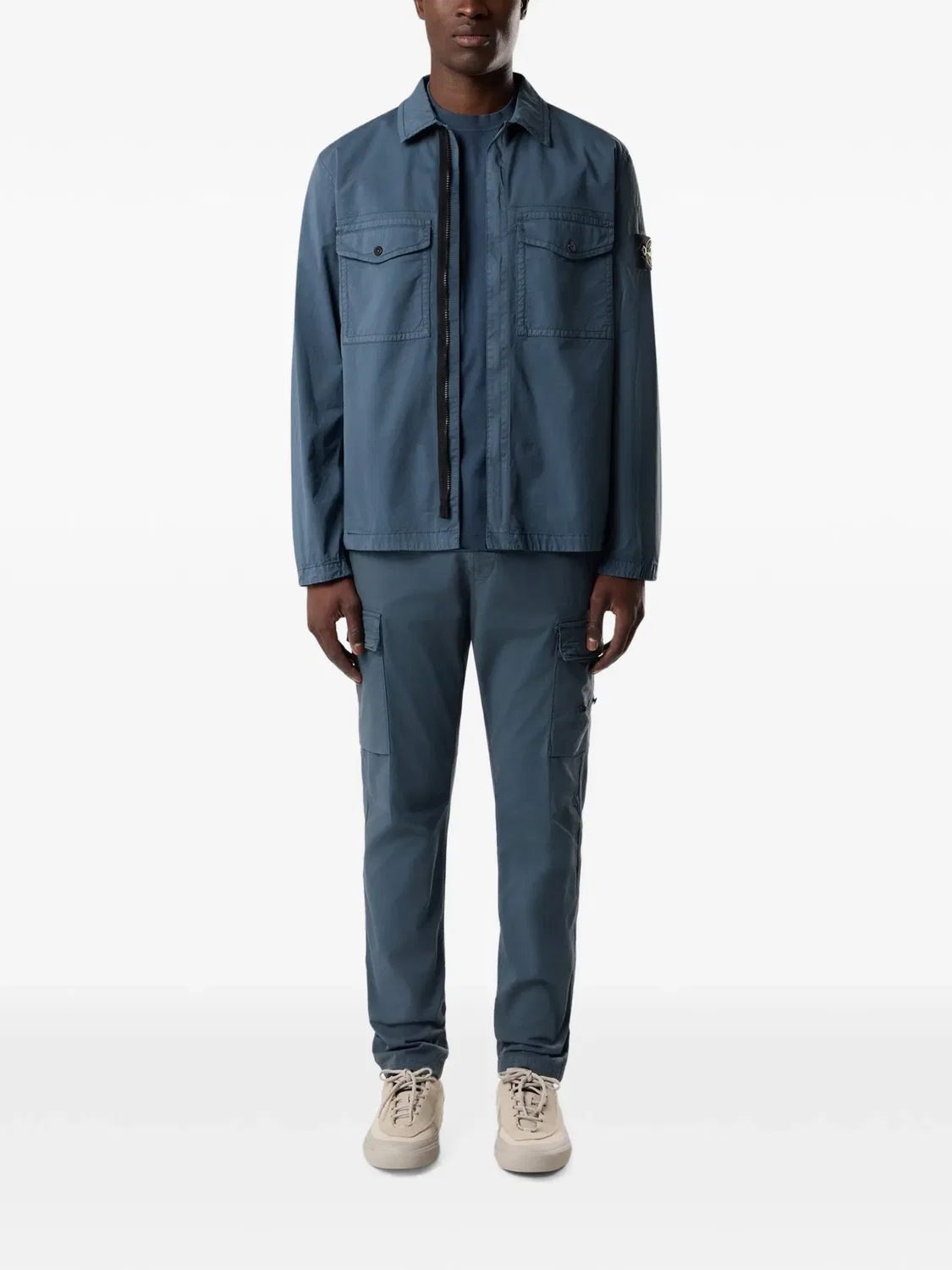 Рубашка-куртка Logo-patch синяя Stone Island, синий — фото 3