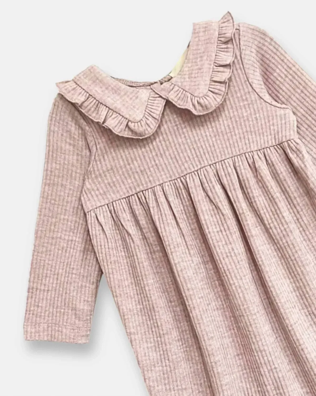Детский боди-комбинезон с длинным рукавом и воротником-рюшем Heather Romper Mabel + Honey, розовый — фото 2
