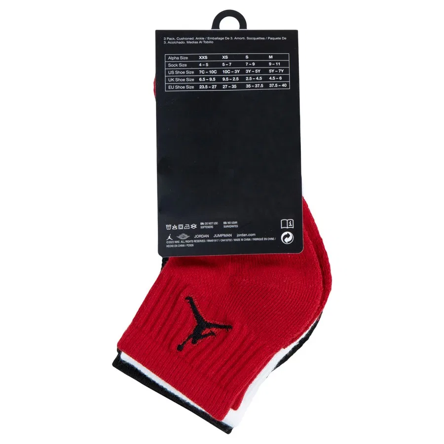 Комплект спортивных носков Nike Jordan Jumpman Quarter 3'lü, Бело-черно-красный — фото 2
