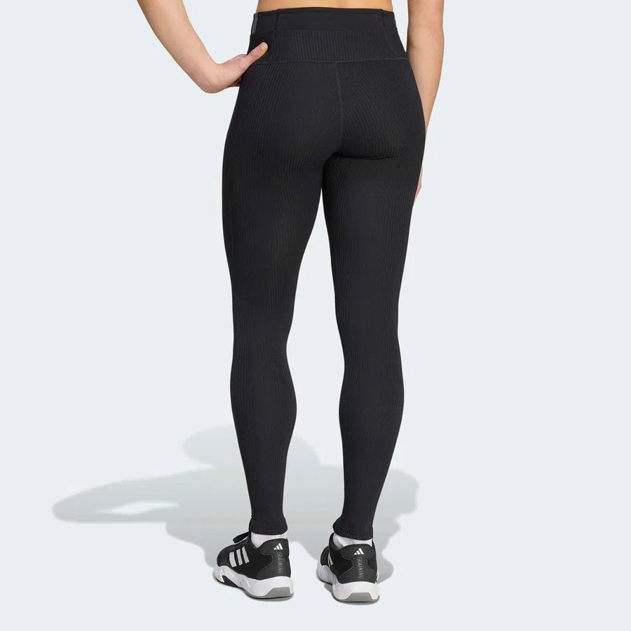Женские спортивные леггинсы с ребристой текстурой All Me Rib adidas, Черный — фото 2