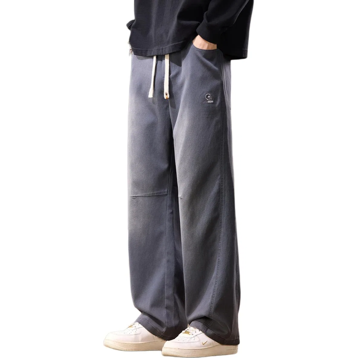 Детские широкие брюки на резинке с утяжкой Tonlion, Dark Gray