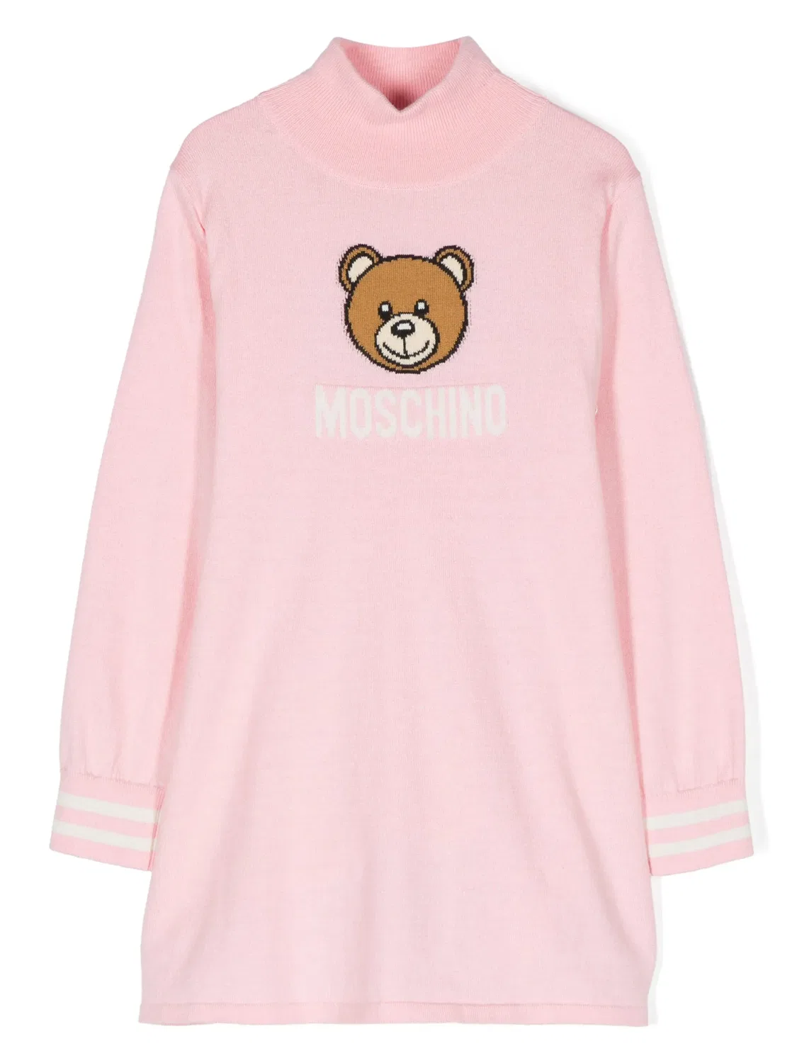 Интарзийное платье из хлопка и шерсти Moschino, розовый
