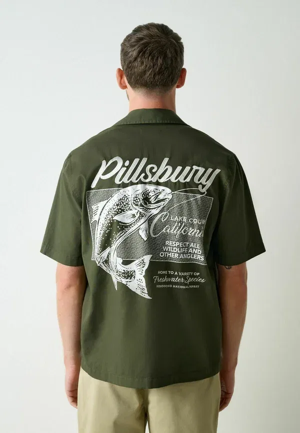 Рубашка с принтом Regular fit - relaxed fit back print short sleeve shirt Next, green, зеленый