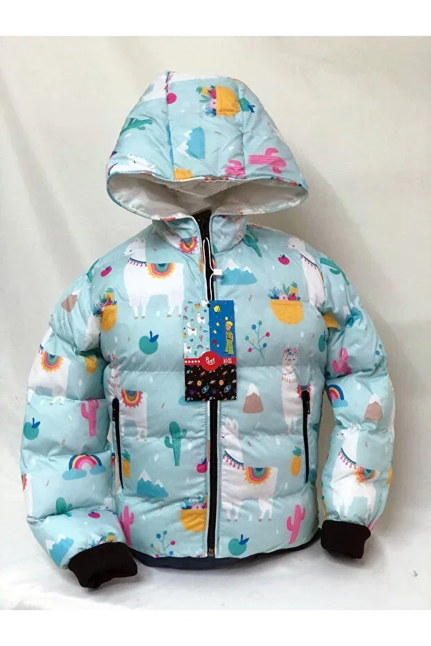 Детское пальто для девочек с принтом Patterned Hooded Children's Coat Generic Brands, Blue