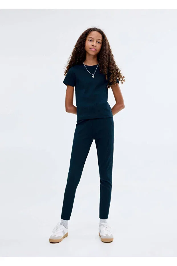 Детские леггинсы для девочек хлопковые Mango Kids, Navy Blue