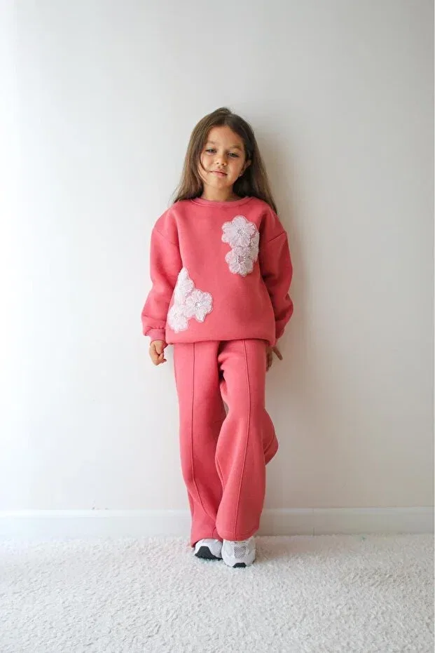 Детский спортивный костюм для девочек с цветочным принтом Jeliboomkidswear, Pink