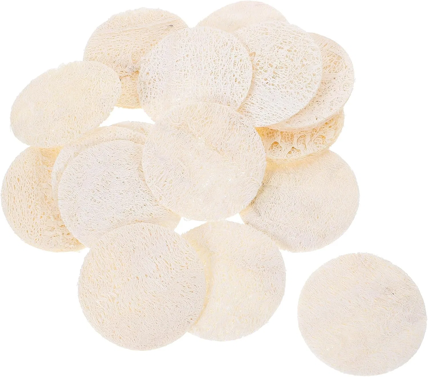 Люффа-пэды для лица, UKCOCO, 18 шт, 5.5x5.5 см, Бежевый