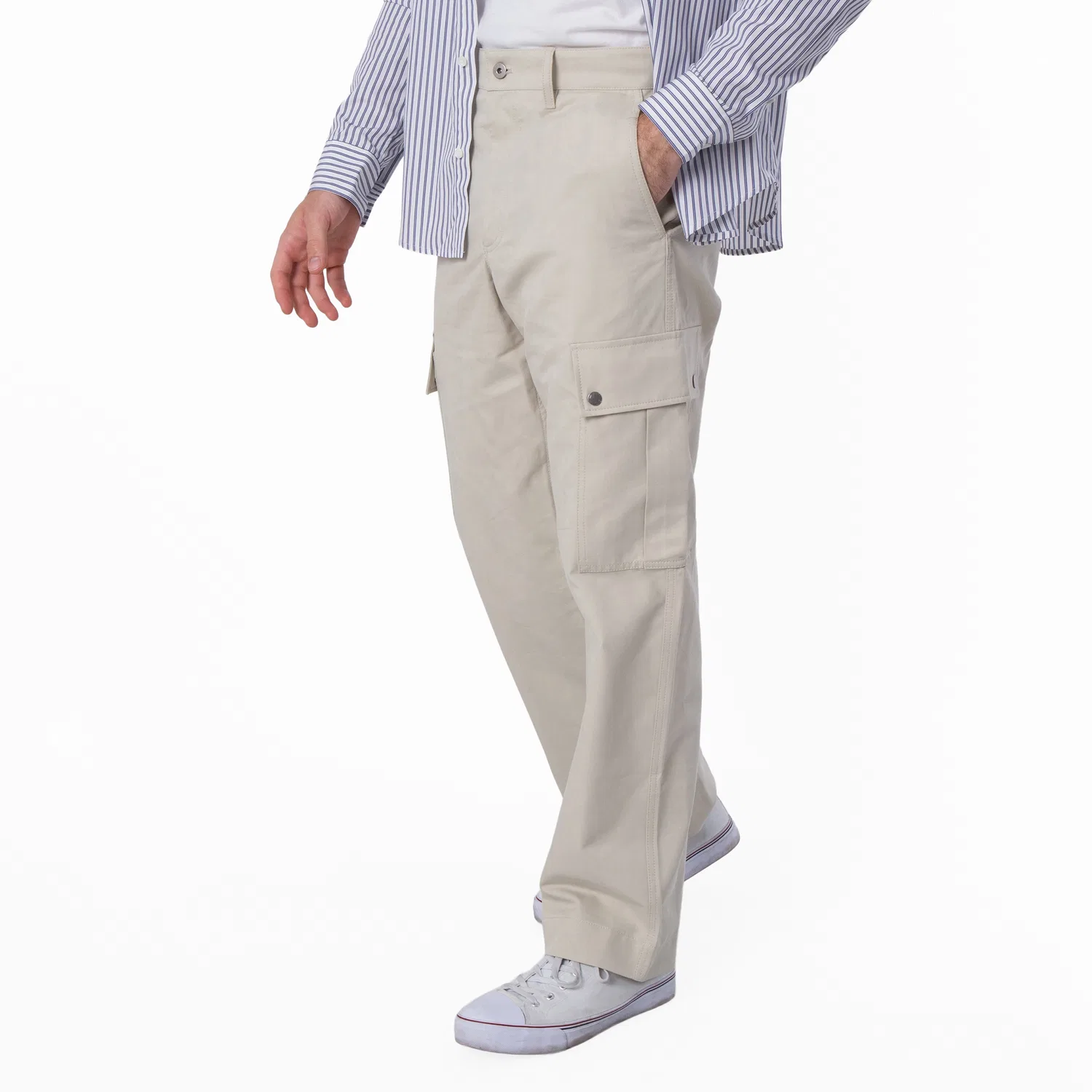 Брюки карго из хлопкового микса Cotton-Blend Cargo Trousers Burberry, Plaster — фото 4