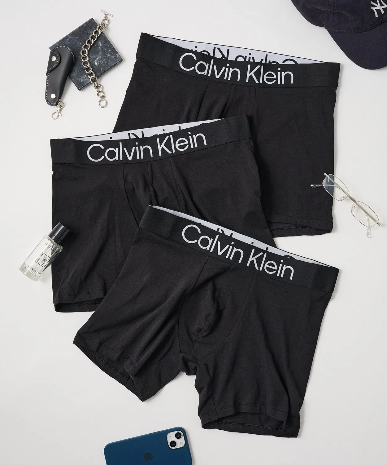 Мужские боксеры-слипы с логотипом, комплект из 3 штук Calvin Klein, Black