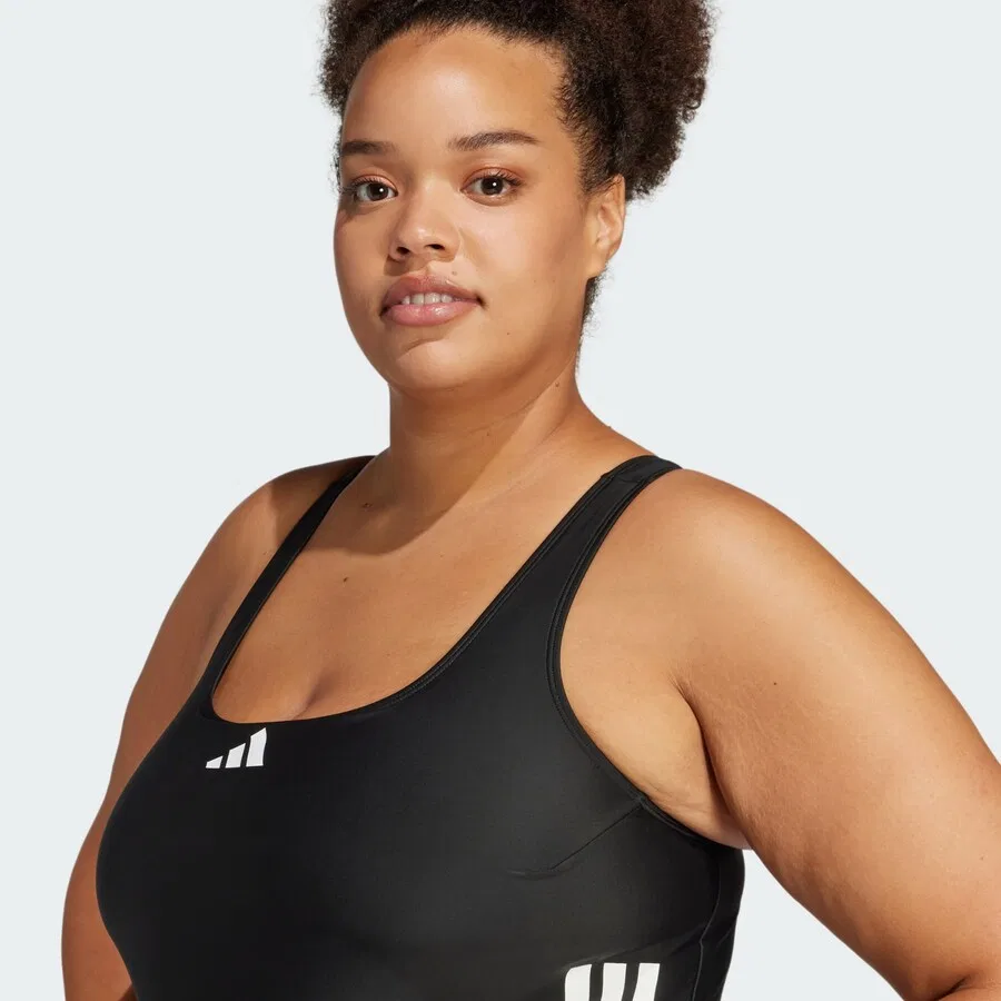 Купальник-бралетт ADIDAS PERFORMANCE Active '3-Stripes C-Back Plus Size ' черного цвета — фото 4