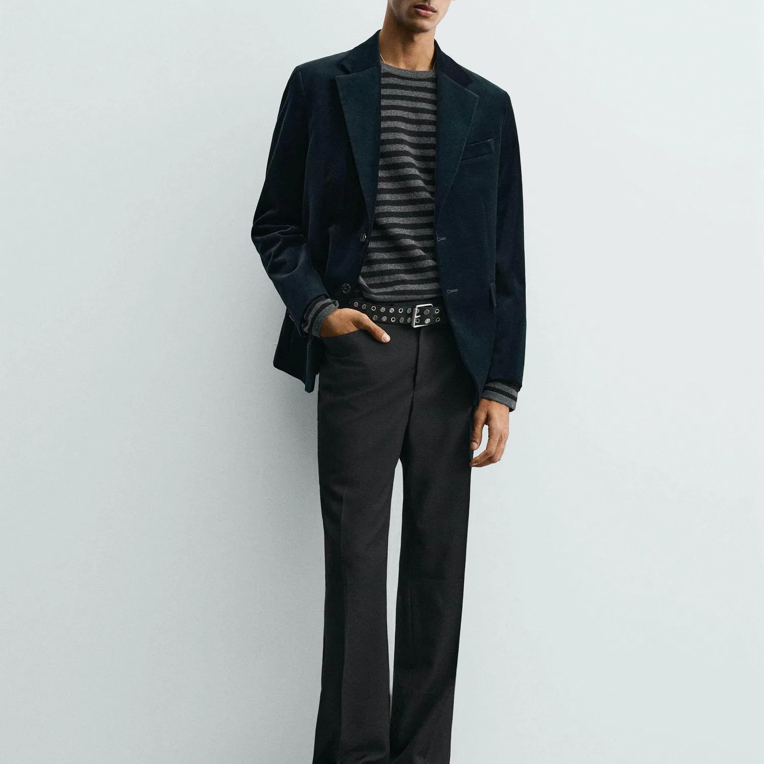 Мужской деловой костюм с пиджаком и брюками Business Suits, ZARA, Sea Blue — фото 4