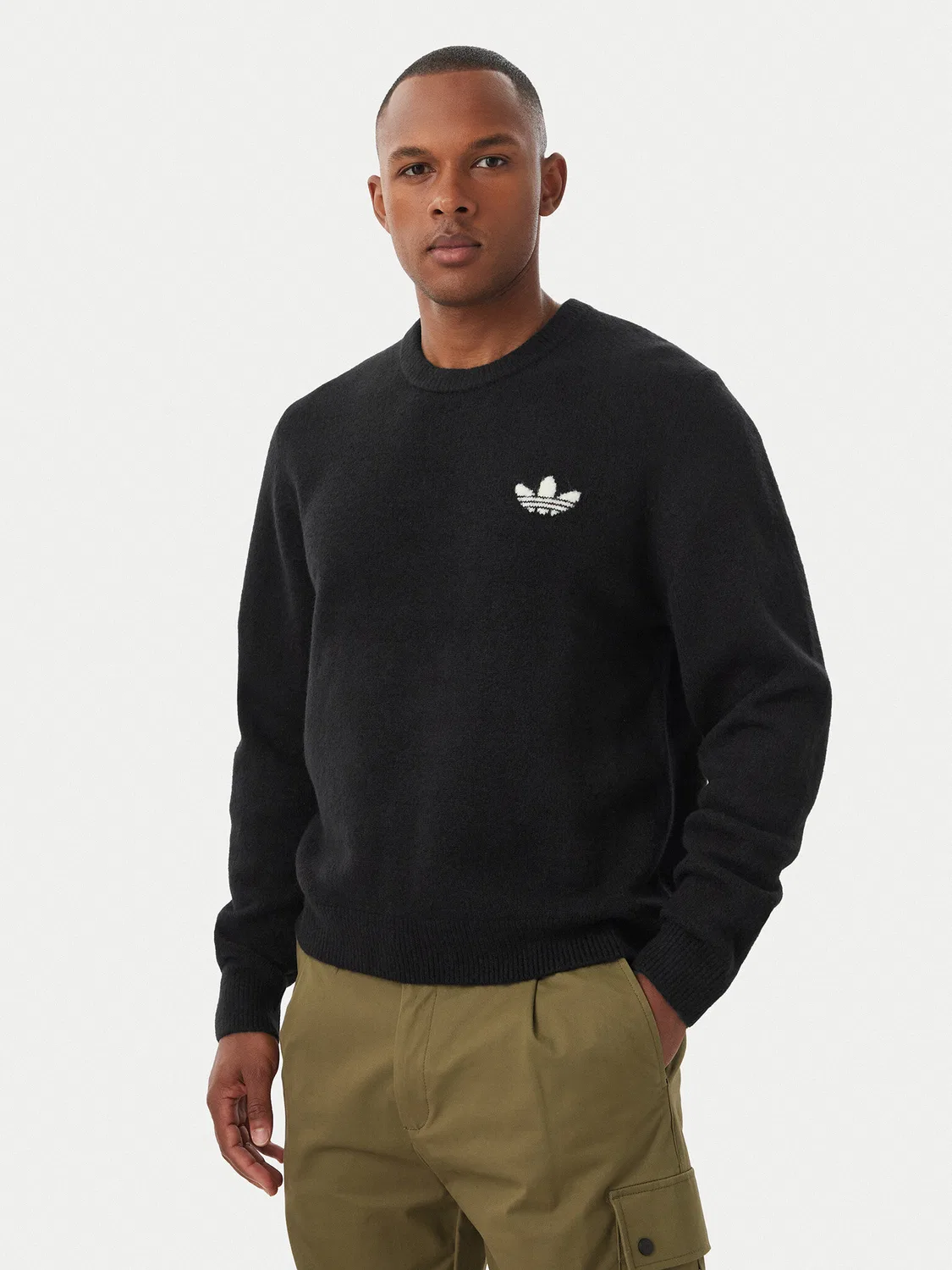 Мужской пуловер стандартного кроя Trefoil Essentials Adidas, черный