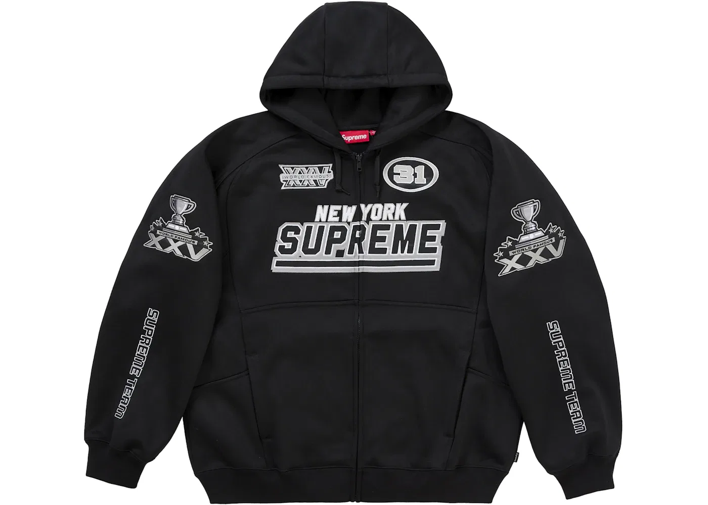 Мужская худи на молнии с длинным рукавом Supreme Football Zip Up Hooded Sweatshirt FW25 Supreme, Black