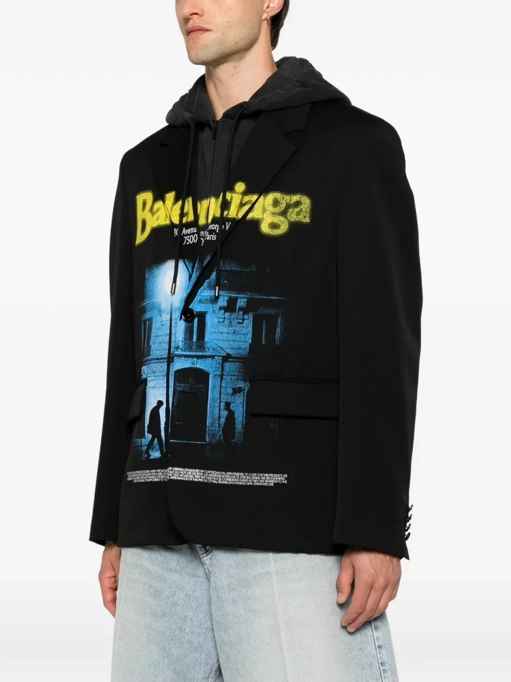 Многослойный пиджак с графичным принтом Balenciaga, серый — фото 3