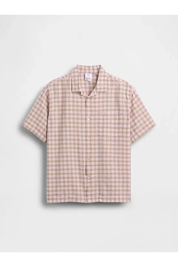 Детская рубашка для мальчиков льняная Gap, Light Brown — фото 4
