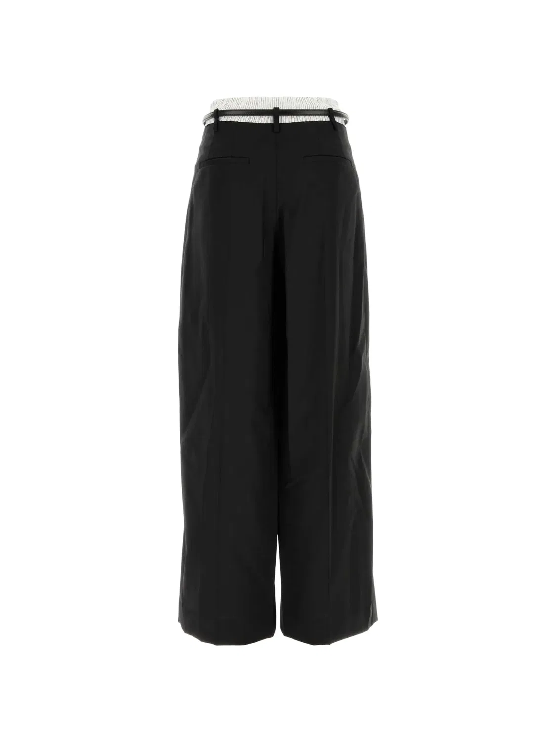 Шерстяные брюки с эффектом многослойности Alexander Wang, черный — фото 2