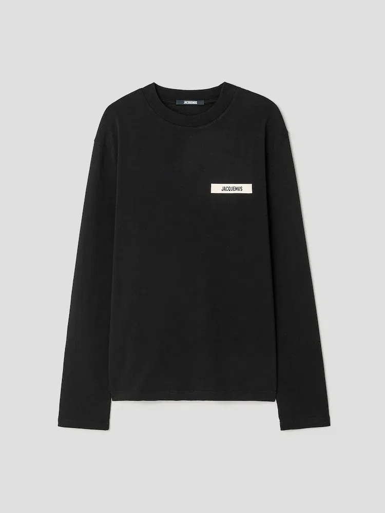 Футболка с длинным рукавом с логотипом Le Tshirt Gros Grain Ml JACQUEMUS, Black