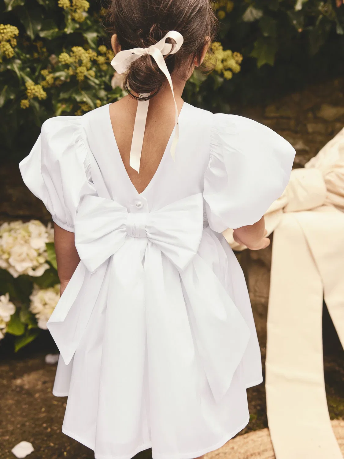 Платье для девочки цветов, White Flower Girl Taffeta Bow Dress Next, белый
