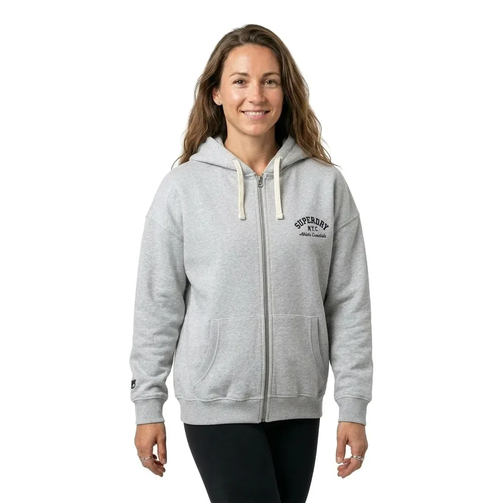 Худи на молнии Athletic Ess Oversized Superdry, серый — фото 3