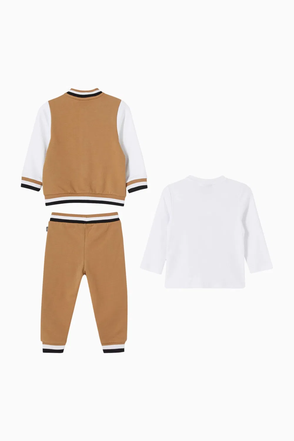 Комплект спортивный с логотипом в подарок из хлопка BOSS Kidswear, коричневый — фото 3