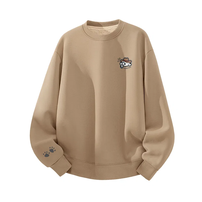 Детский свитшот на флисе с принтом Tonlion, Color: (Fleece-lined and Thick)Wine Red (tb Adventure Cowboy Chest Patch_tb Two Claws Left Sleeve Patch) — фото 3