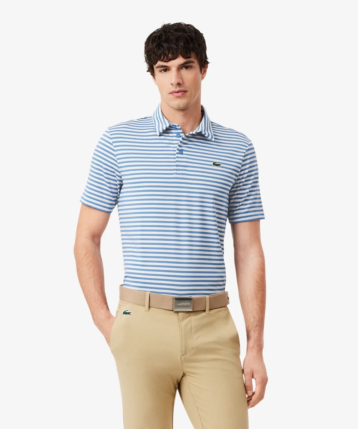 Мужская полиэстеровая поло с коротким рукавом, модель Ultra Dry LACOSTE, Light Blue