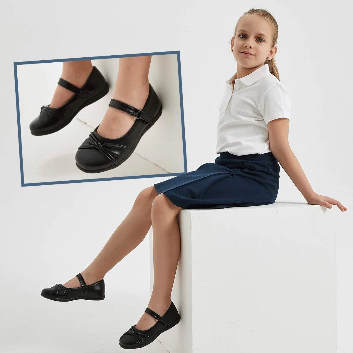 Детские туфли Мэри Джейн для девочек Hawkwell, Black — фото 4
