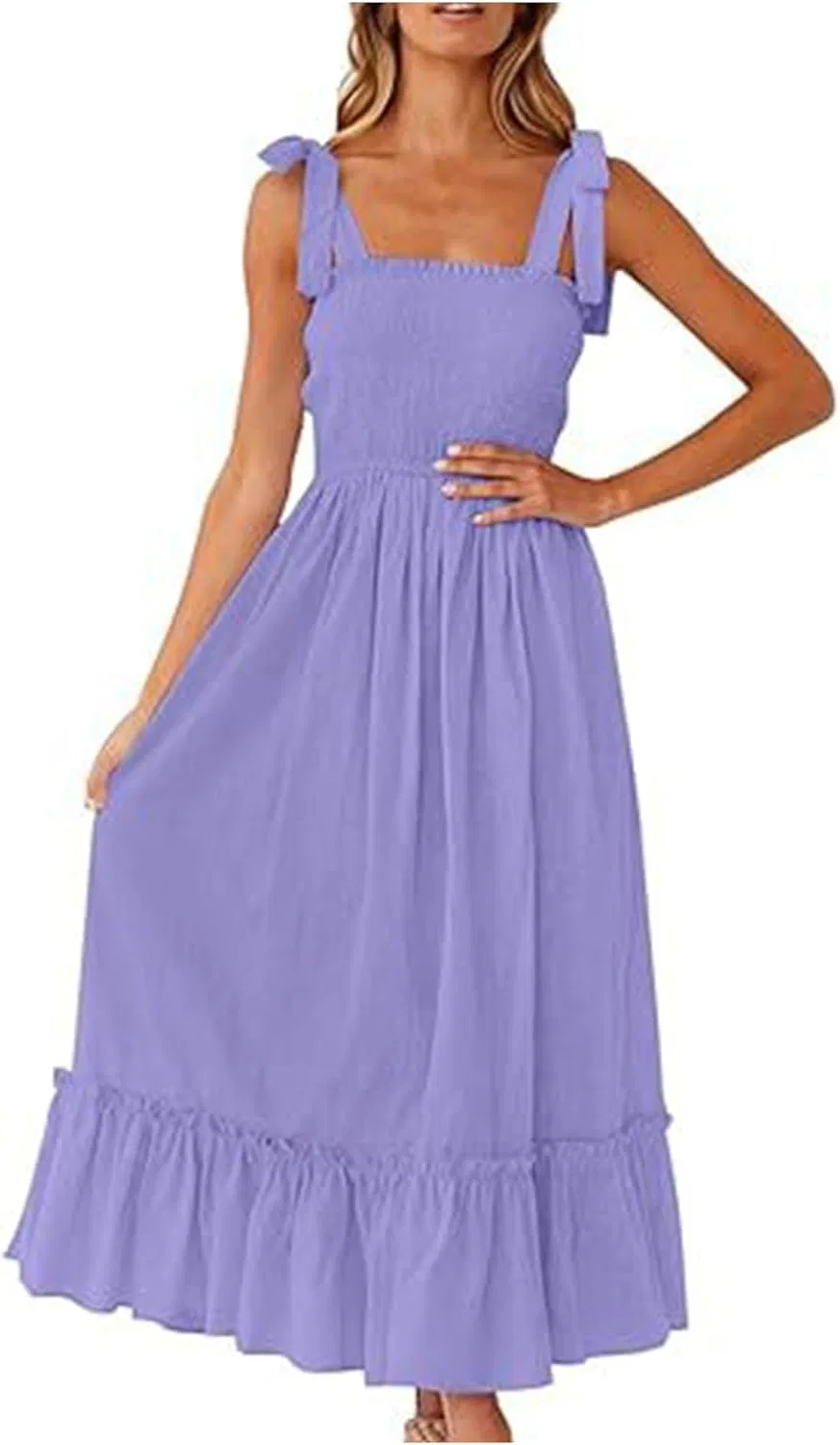 Женское летнее платье с воланами Square Neck, Purple