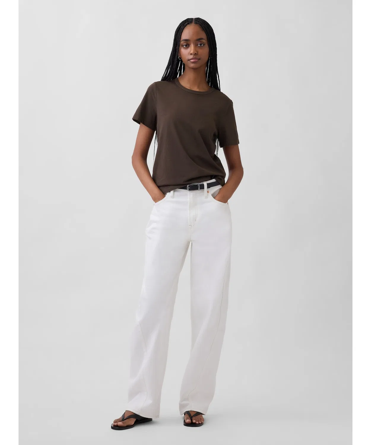 Женская футболка с длинным рукавомиз органического хлопка Vintage Soft GAP, Brown — фото 3