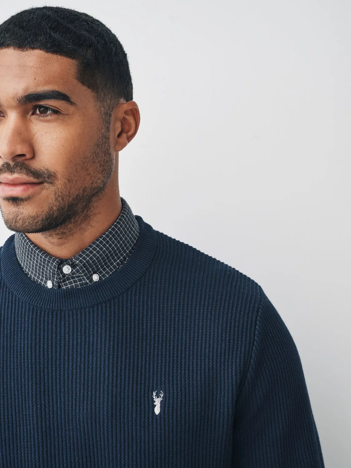 Джемпер Next Navy Blue, Regular Fit, Rib Texture Mock Shirt — фото 4