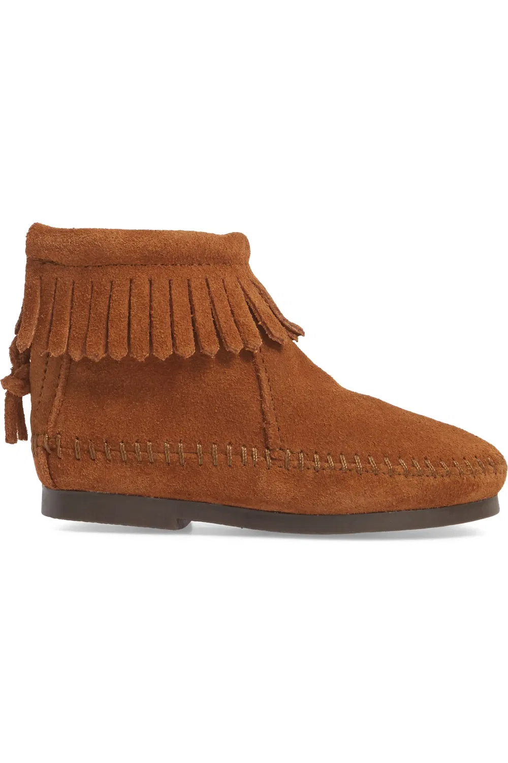 Детские ботинки с бахромой Back Zip Minnetonka, коричневый — фото 3
