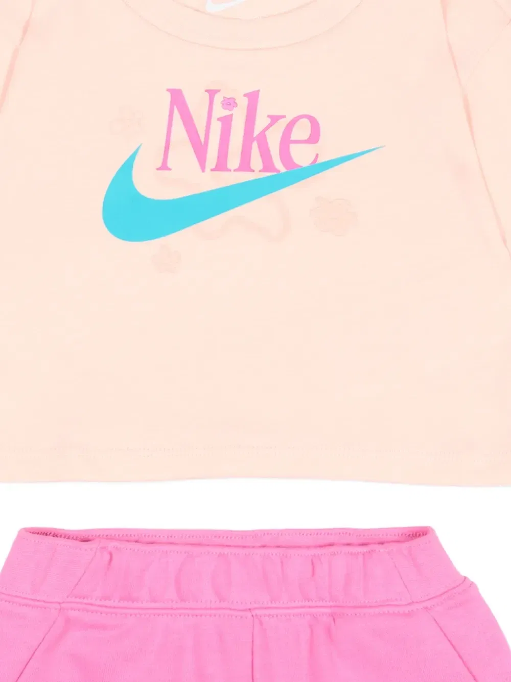 Комплект из шорт и футболки из хлопкового джерси с логотипом Nike Kids, бежевый — фото 3