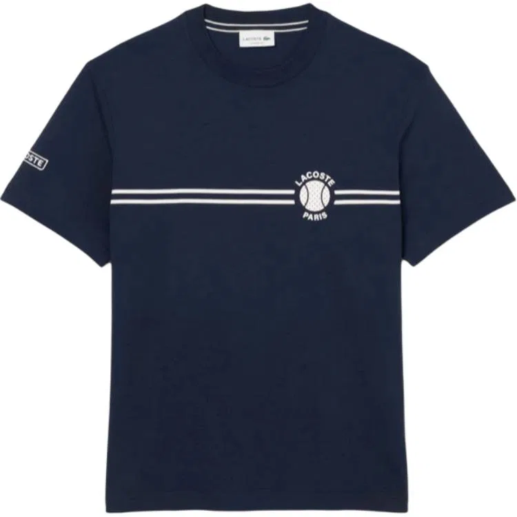 Мужская футболка с принтом и вышивкой Lacoste, Navy Blue/166