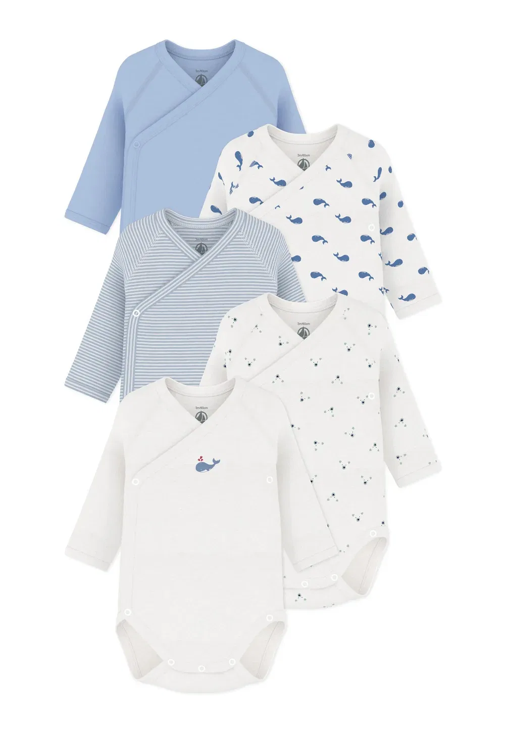 Набор из 5 предметов, унисекс - для тела Petit Bateau, White Skyblue