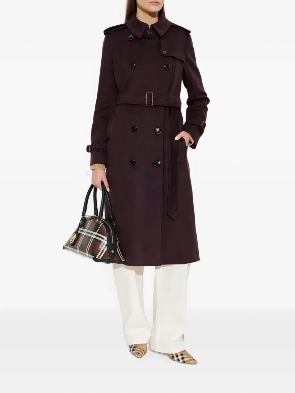Пальто Kensington двубортное BURBERRY, фиолетовый — фото 2