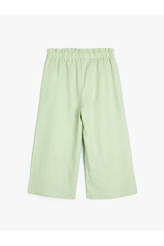 Детские брюки для девочек льняные Relaxed Fit Linen Koton, Green — фото 2