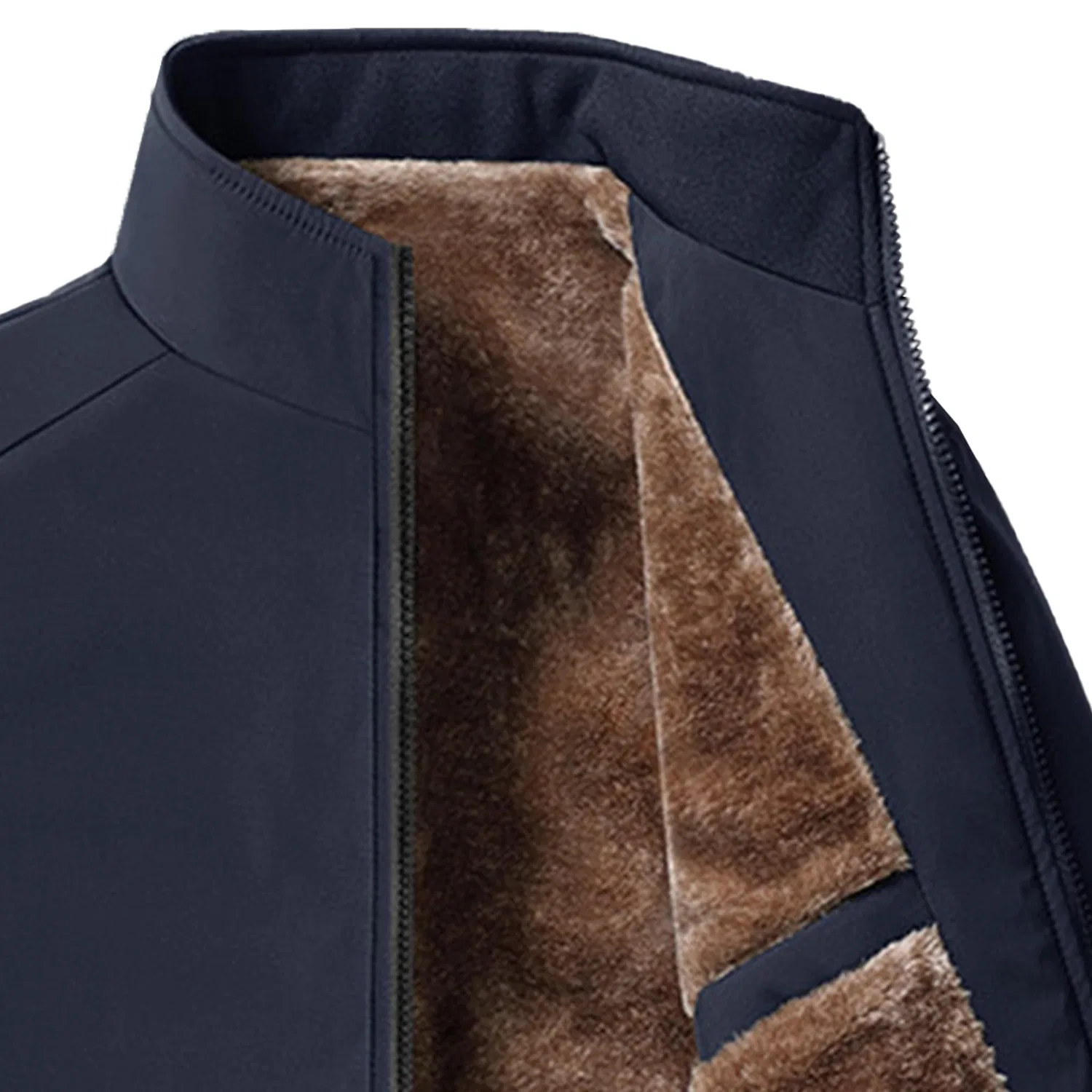 Мужское зимнее пальто с флисовой подкладкой на молнии, Blue fleece — фото 3