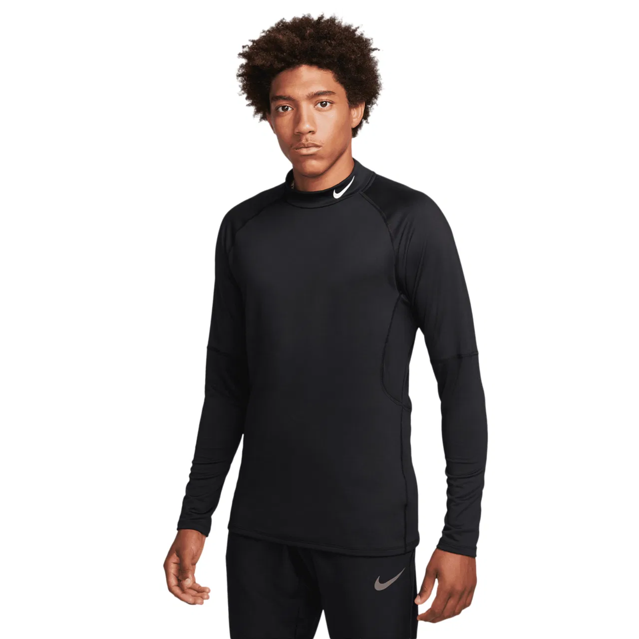 Мужская футболка с длинным рукавом Nike Pro Warm Mock, Nike, Black/White